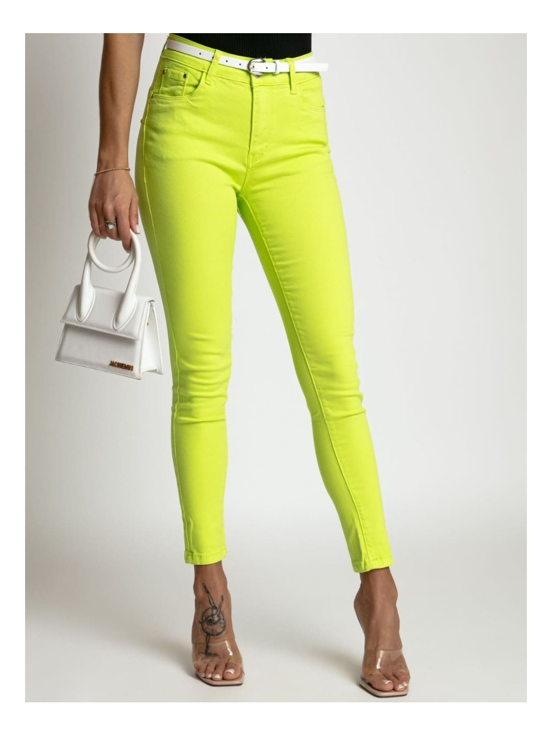 Pantaloni push up din denim verde neon 46669